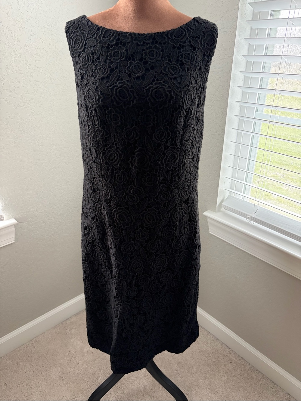 Talbots Black Floral Lace Midi Dress